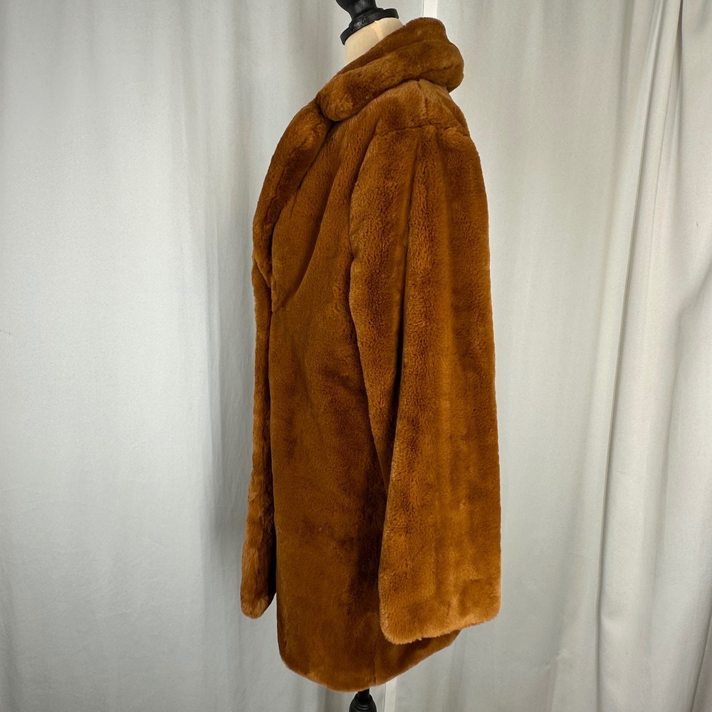 Marc New York Andrew Marc Women's S Cognac Brown Faux Fur Teddy Coat - Picture 5 of 15